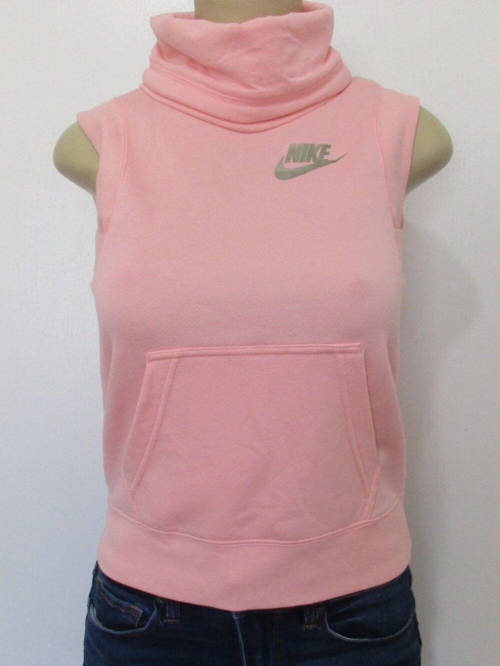 NIKE Peach Cowl Neck Sleeveless Sweatshirt Girls Medium